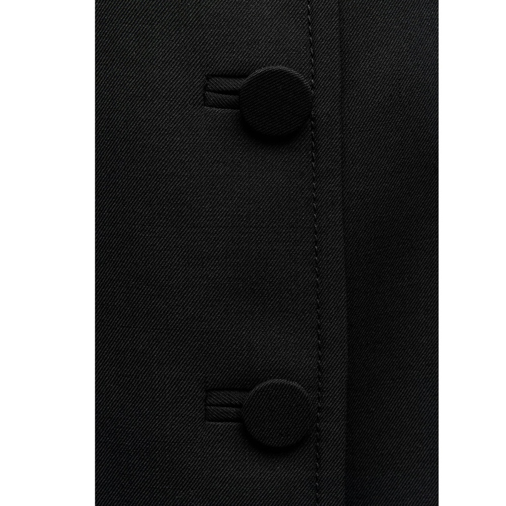 Zara Wool Blend Frock Coat Jacket Lapel collar ZW Collection Black size S NWT - Picture 7 of 16